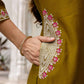 Silk Blend Embroidered Straight Kurta with Pant & Dupatta