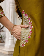 Silk Embroidered Straight 3 Piece Kurta Set