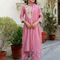 Silk Embroidered Straight Kurta with Pant & Dupatta