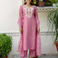 Silk Embroidered Straight Kurta with Pant & Dupatta