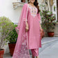 Silk Embroidered Straight Kurta with Pant & Dupatta