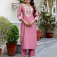 Silk Embroidered Straight Kurta with Pant & Dupatta