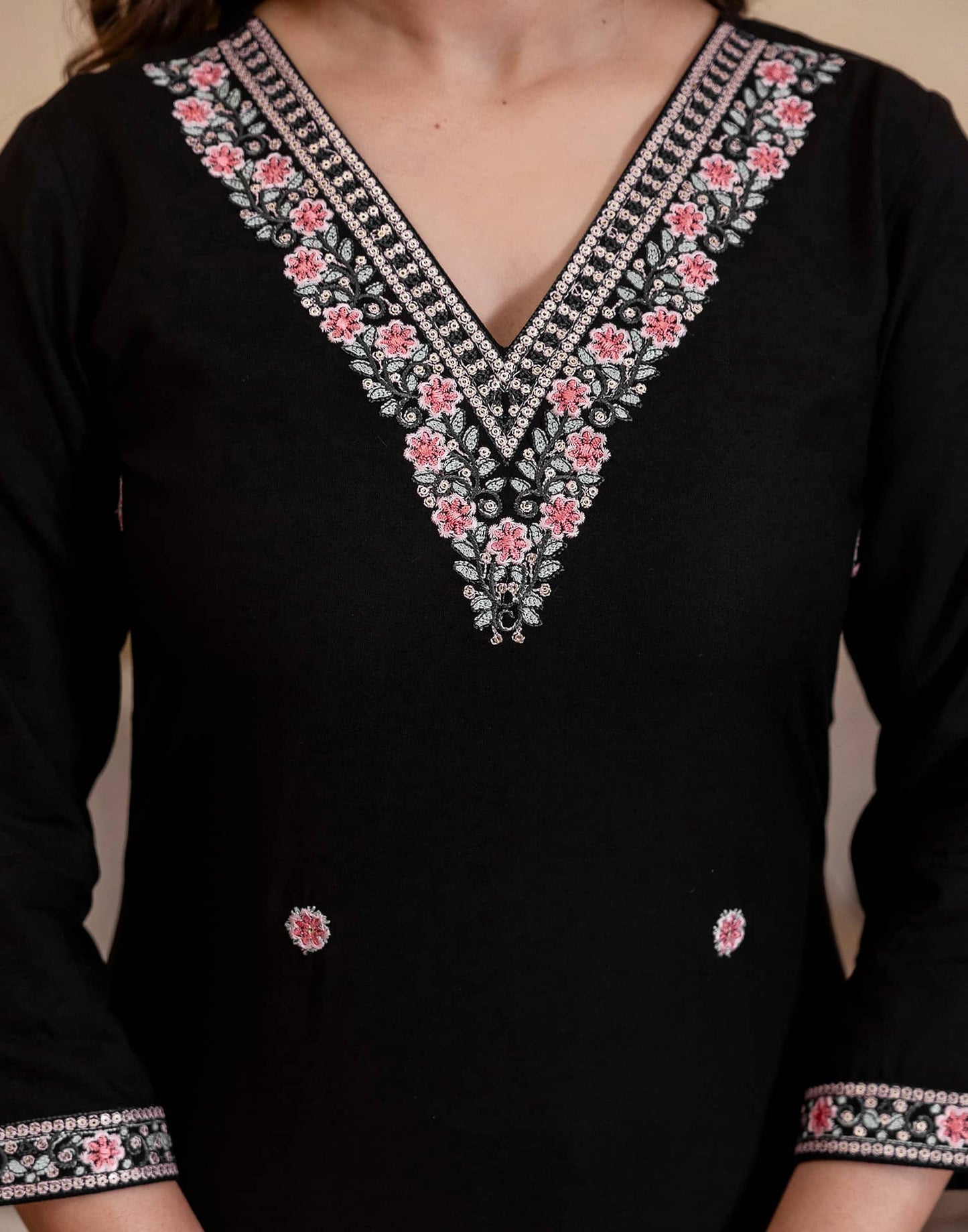 Rayon Embroidered Straight Kurta with Pant & Dupatta