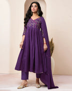 Pure Cotton Embroidered Anarkali 3 Piece Kurta Set
