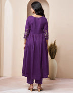 Pure Cotton Embroidered Anarkali 3 Piece Kurta Set