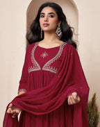 Pure Cotton Embroidered Anarkali 3 Piece Kurta Set