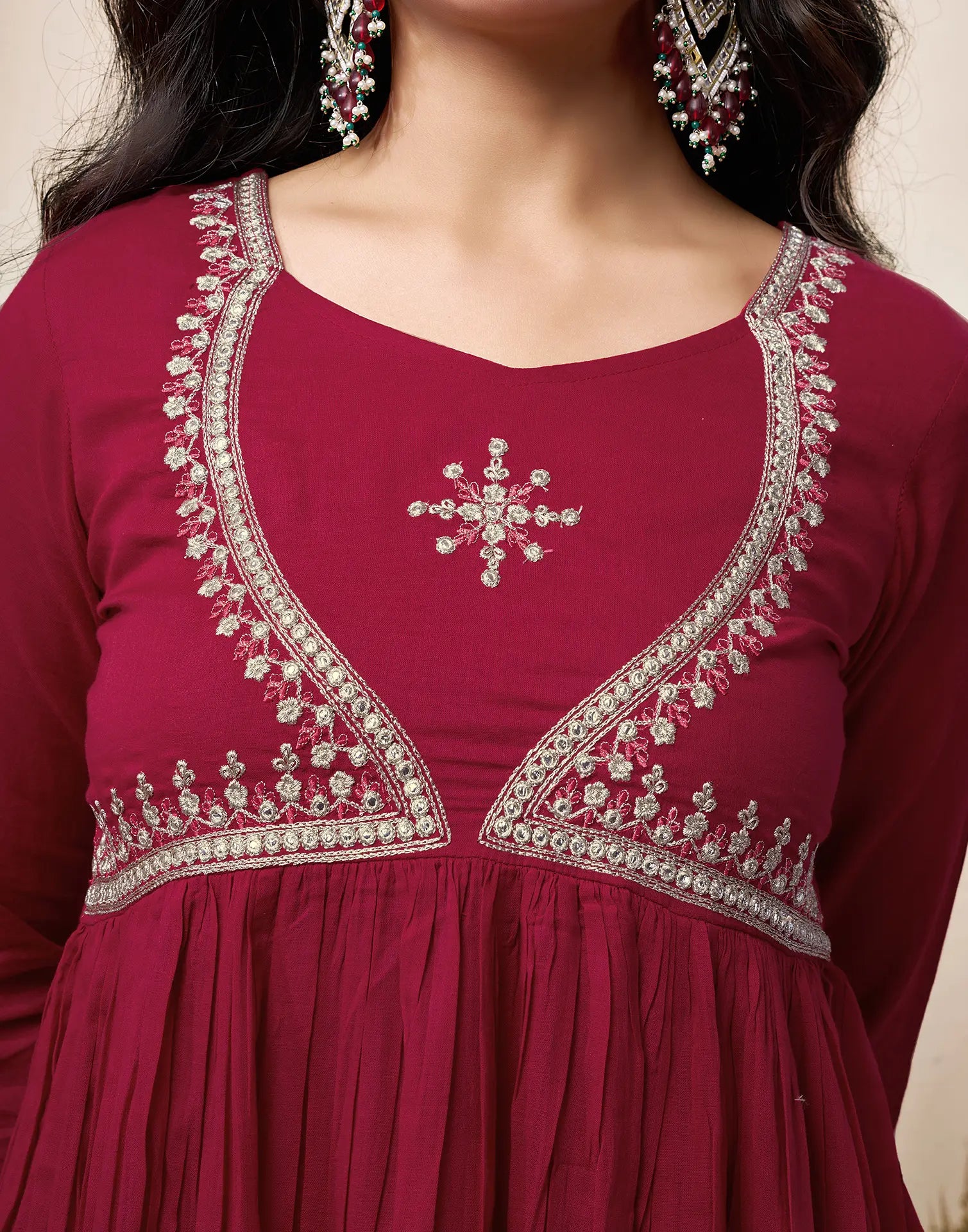 Pure Cotton Embroidered Anarkali 3 Piece Kurta Set