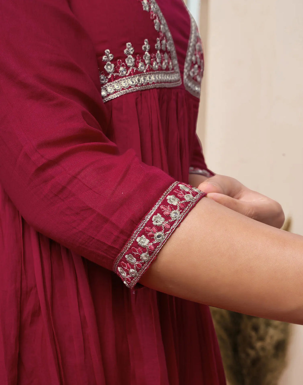 Pure Cotton Embroidered Anarkali 3 Piece Kurta Set