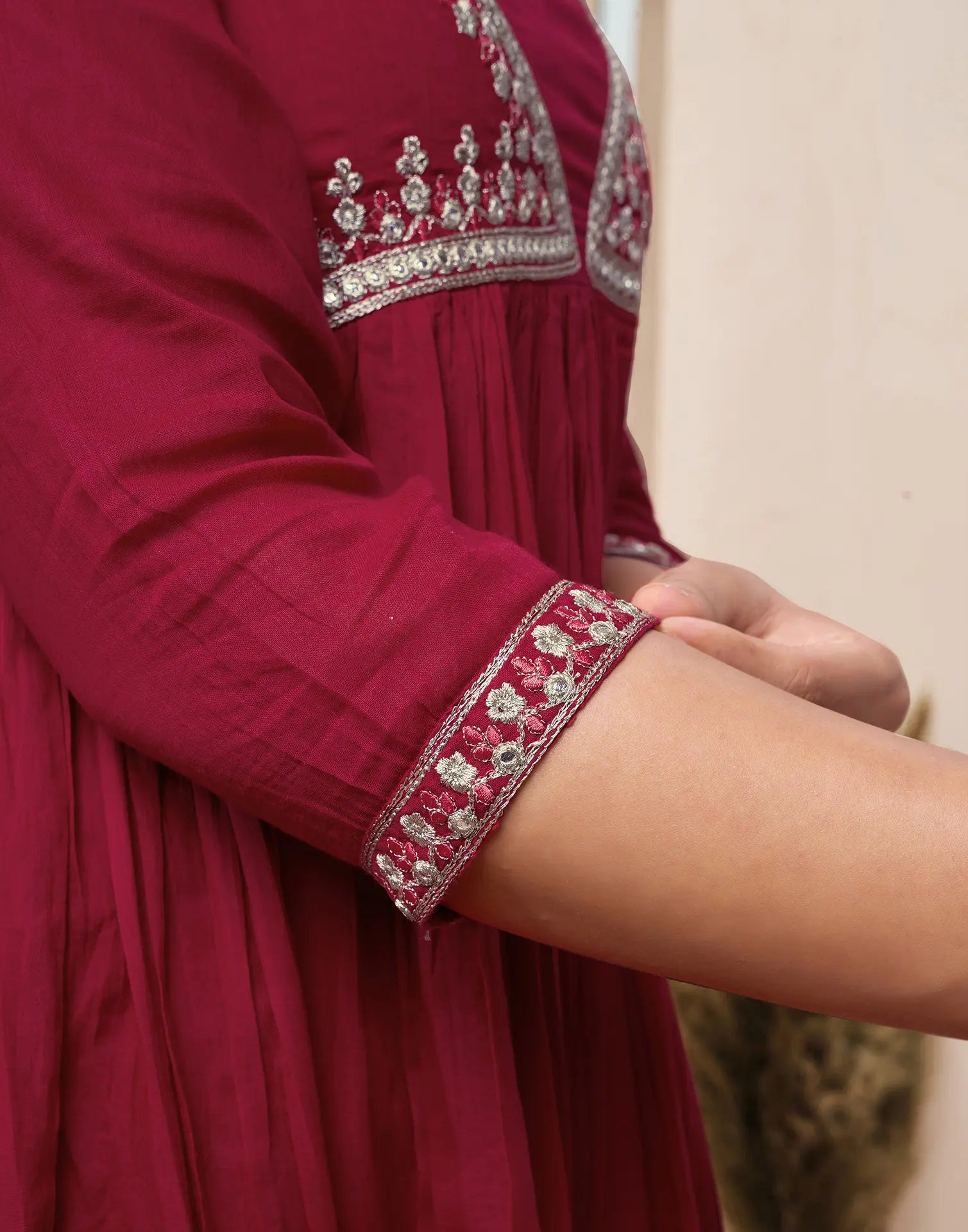 Pure Cotton Embroidered Anarkali 3 Piece Kurta Set