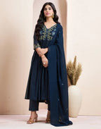 Pure Cotton Embroidered Anarkali 3 Piece Kurta Set