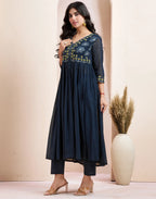 Pure Cotton Embroidered Anarkali 3 Piece Kurta Set