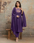 Cotton Embroidered A-Line 3 Piece Kurta Set