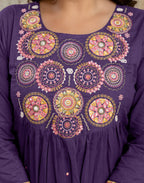 Cotton Embroidered A-Line 3 Piece Kurta Set
