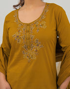Skylee Cotton Embroidered Straight 3 Piece Kurta Set For Woman