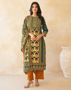 Black Round Neck Digital Printed Straight 3 Piece Kurta Set with Dupatta