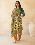 Black Round Neck Digital Printed Straight 3 Piece Kurta Set with Dupatta