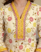 Viscose Rayon Floral Print Straight 3 Piece Kurta Set