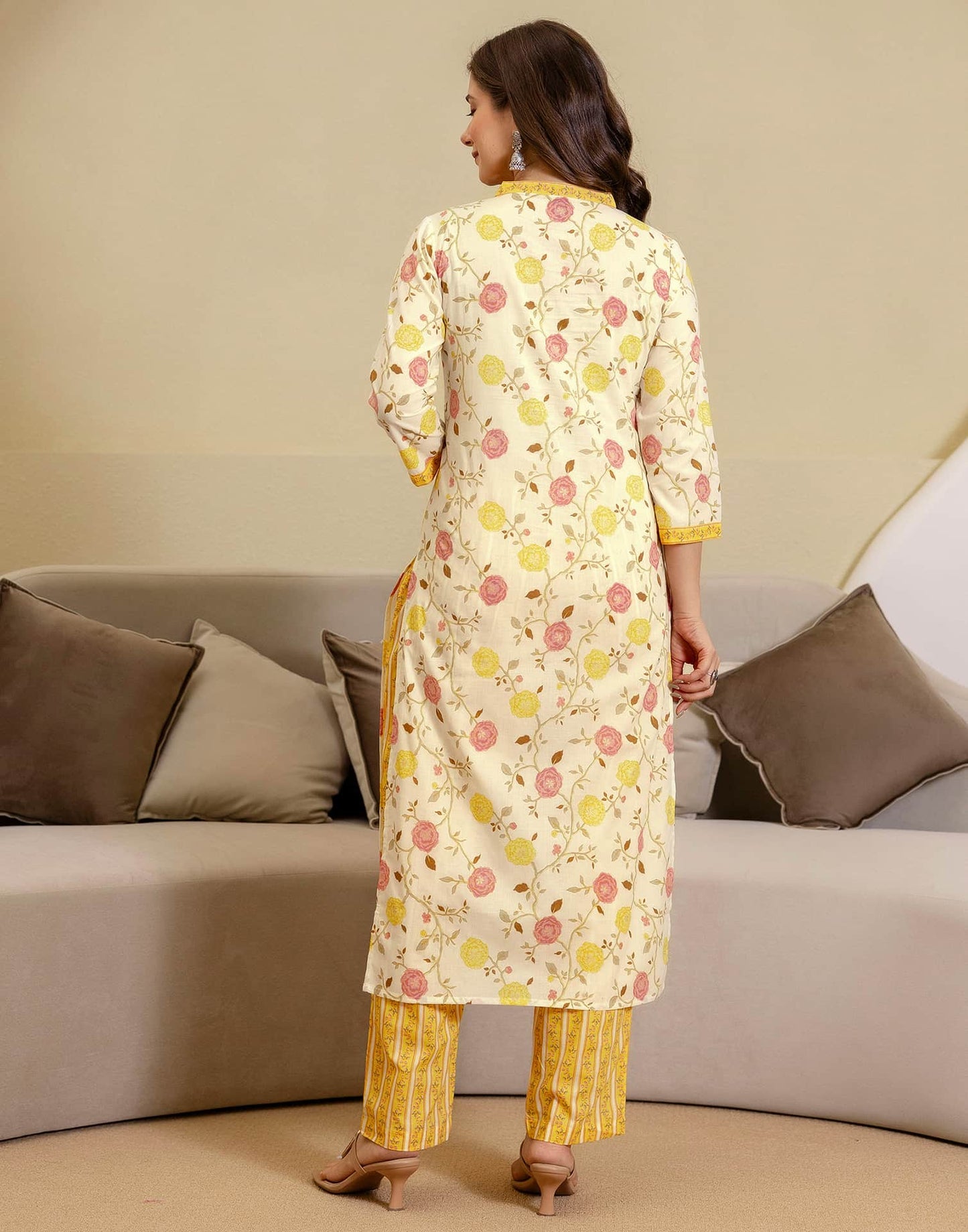 Cotton Printed Straight Kurta with Pant & Dupatta