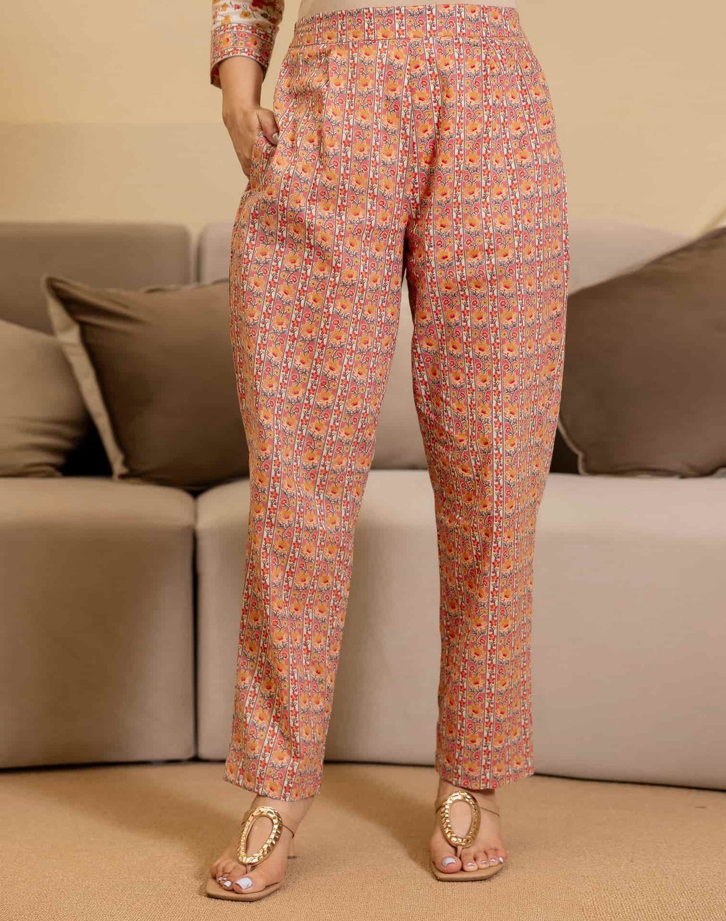Cotton Printed Straight Kurta with Pant & Dupatta