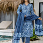 Cotton Printed Straight Kurta with Pant & Dupatta