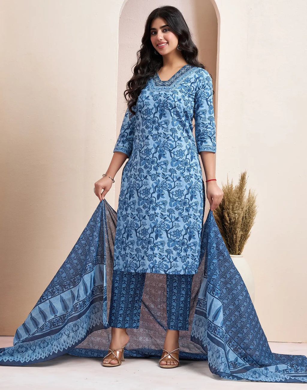 Viscose Rayon Embroidered Straight 3 Piece Kurta Set