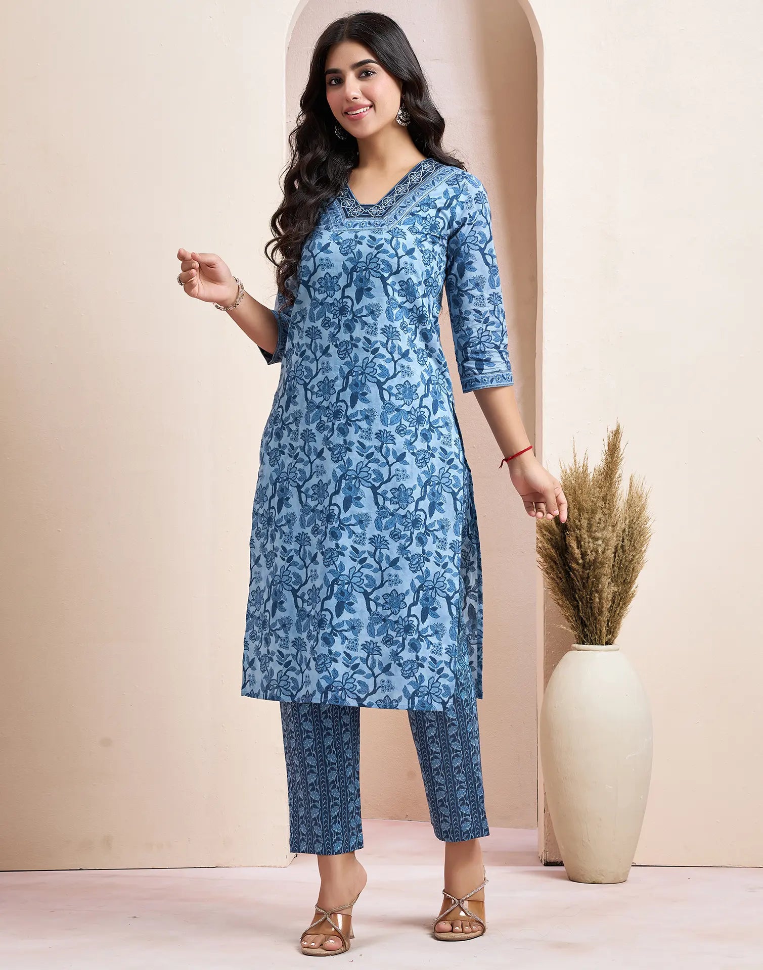 Viscose Rayon Embroidered Straight 3 Piece Kurta Set