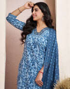 Viscose Rayon Embroidered Straight 3 Piece Kurta Set