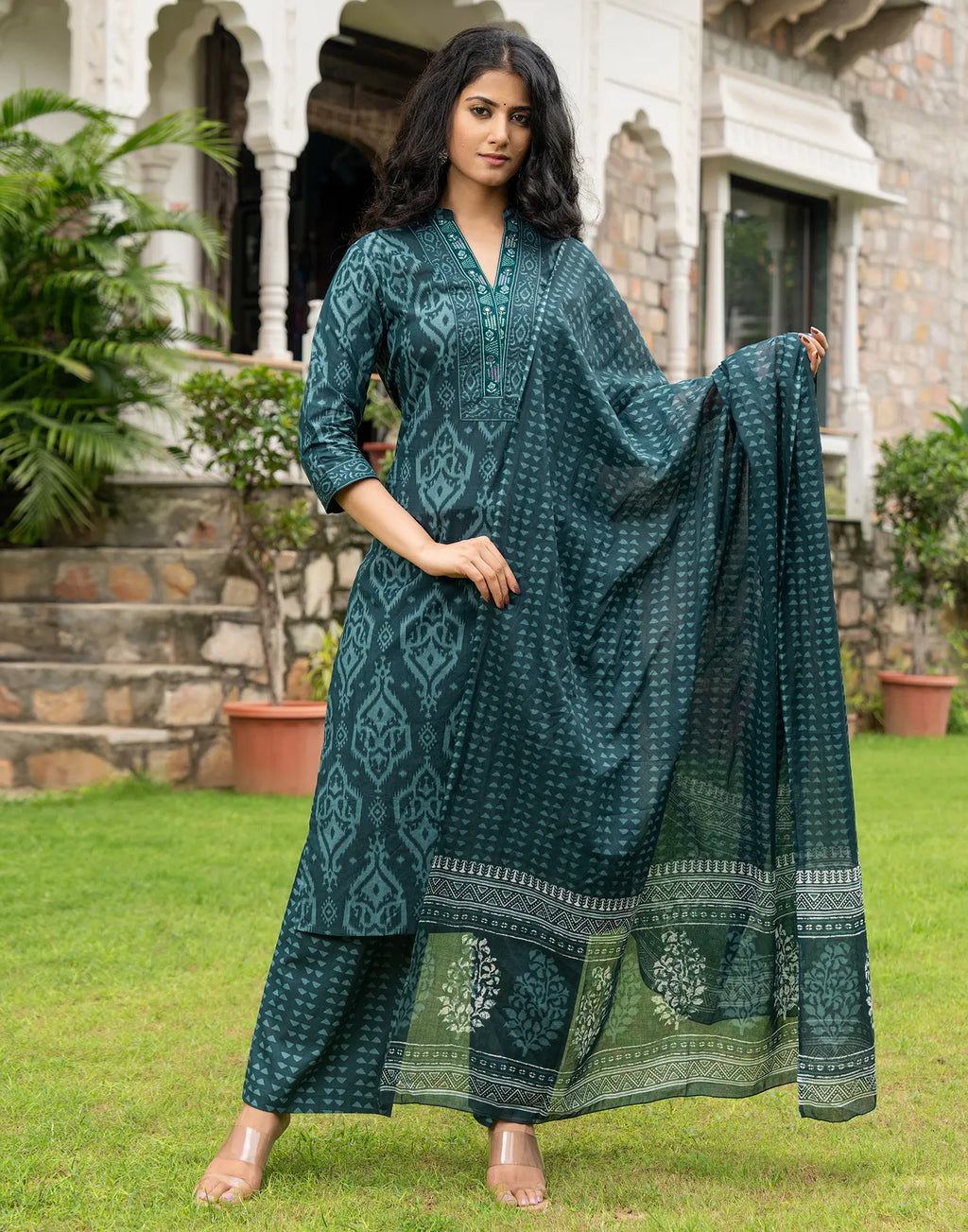 Viscose Rayon Embroidered Straight 3 Piece Kurta Set