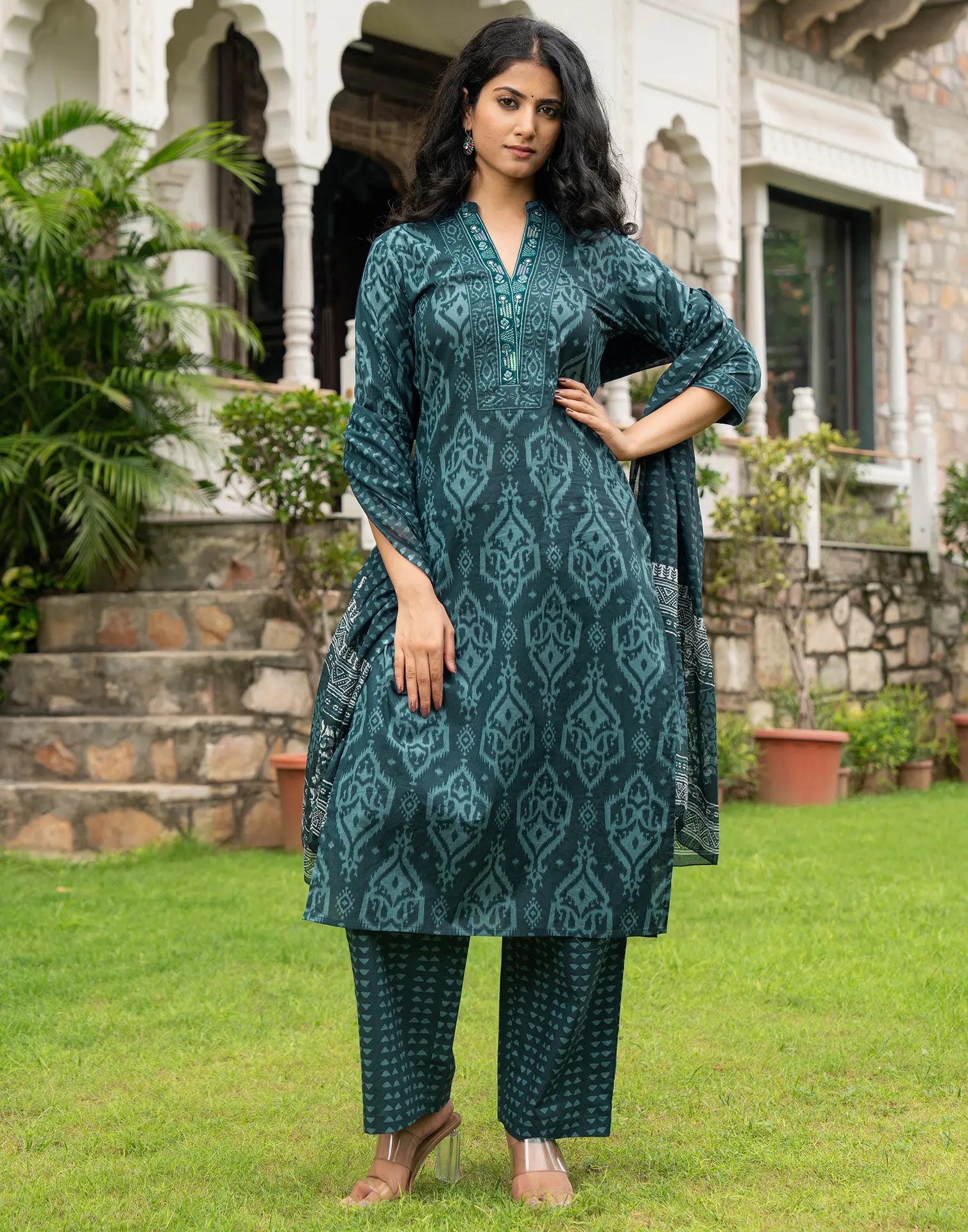 Viscose Rayon Embroidered Straight 3 Piece Kurta Set