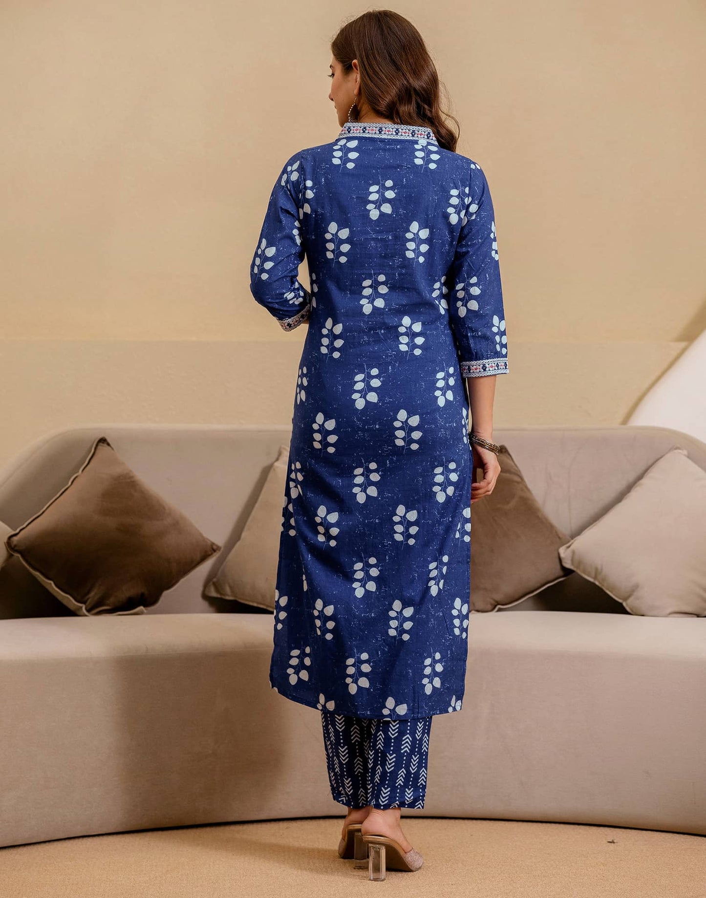 Cotton Printed Straight Kurta with Pant & Dupatta