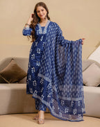 Viscose Rayon Printed A-Line 3 Piece Kurta Set
