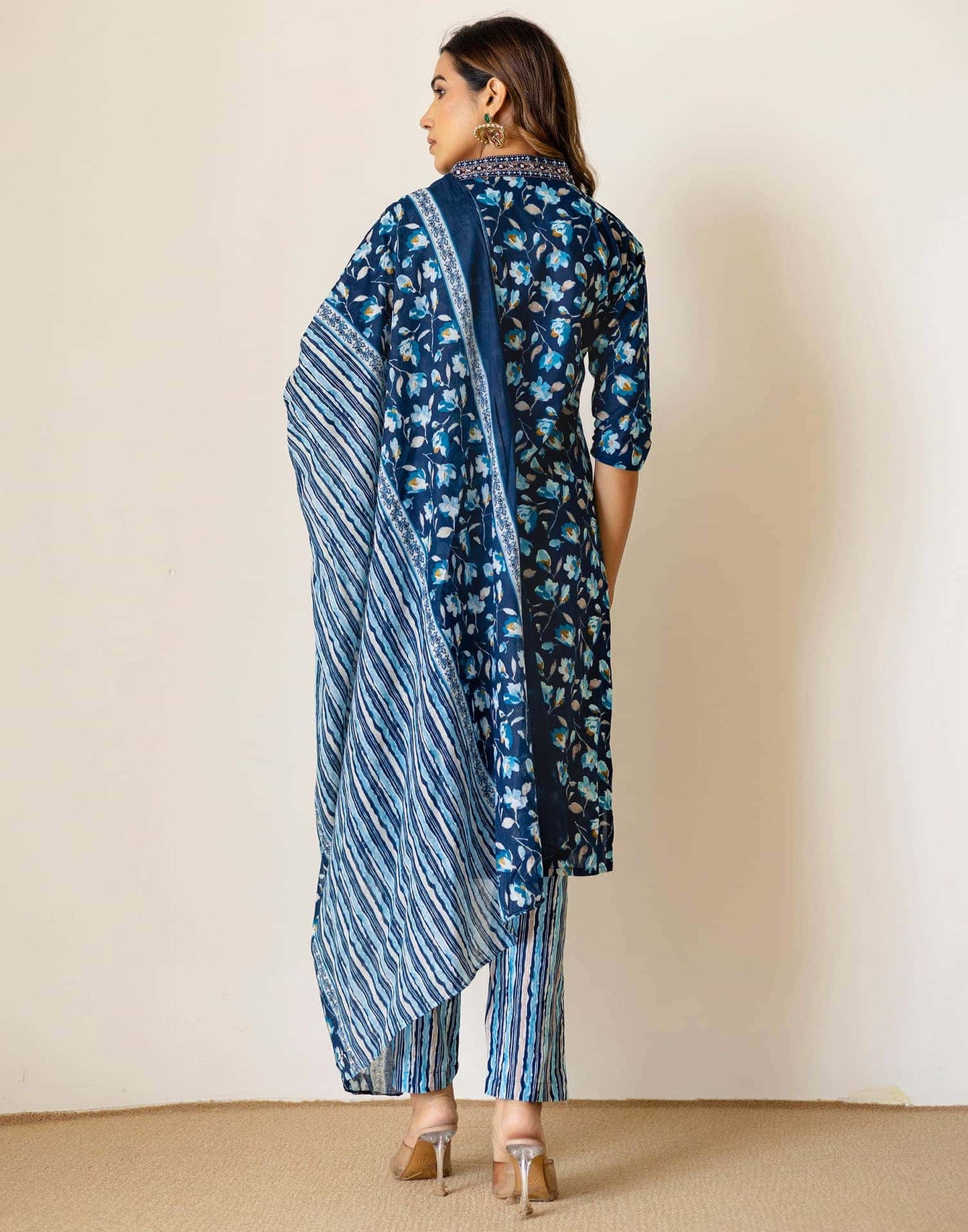 Cotton Printed Straight Kurta with Pant & Dupatta