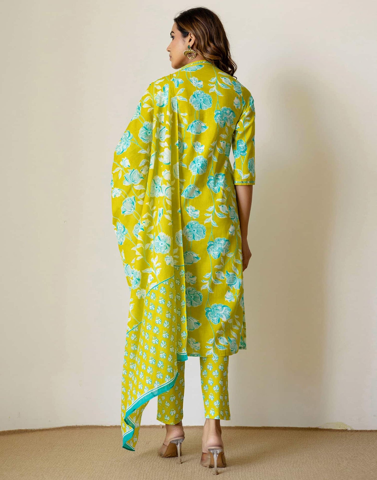 Cotton Printed Straight Kurta with Pant & Dupatta