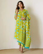 Viscose Rayon Embroidered A-Line 3 Piece Kurta Set