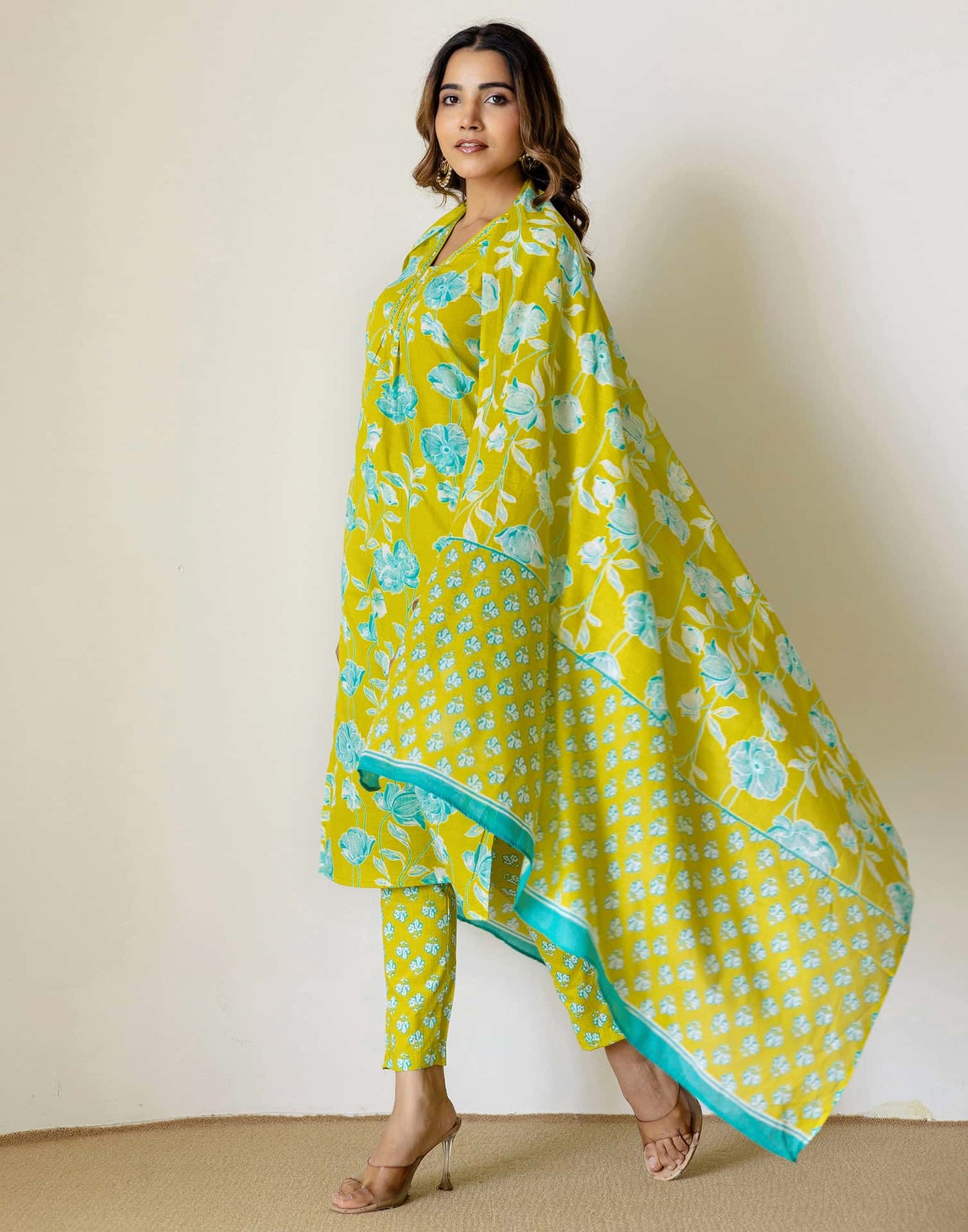 Cotton Printed Straight Kurta with Pant & Dupatta