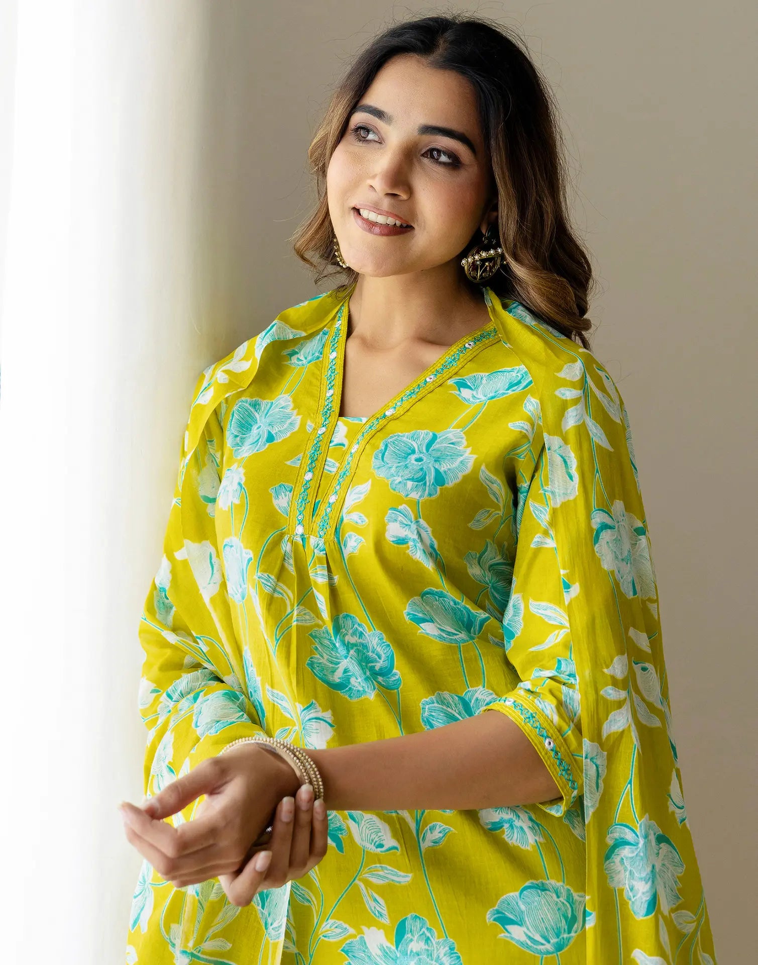 Viscose Rayon Embroidered A-Line 3 Piece Kurta Set