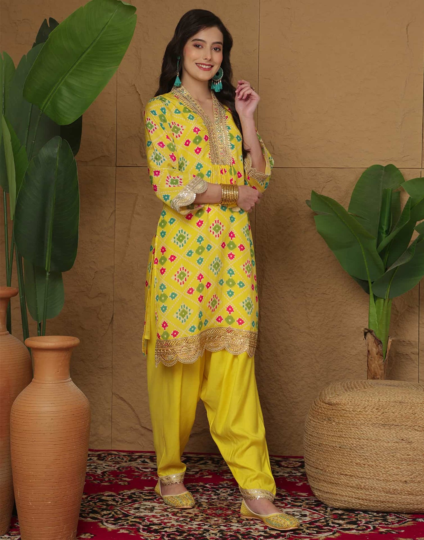 Silk Printed Straight Kurta with Pant & Dupatta