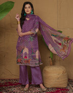 Silk Printed Straight 3 Piece Kurta Set