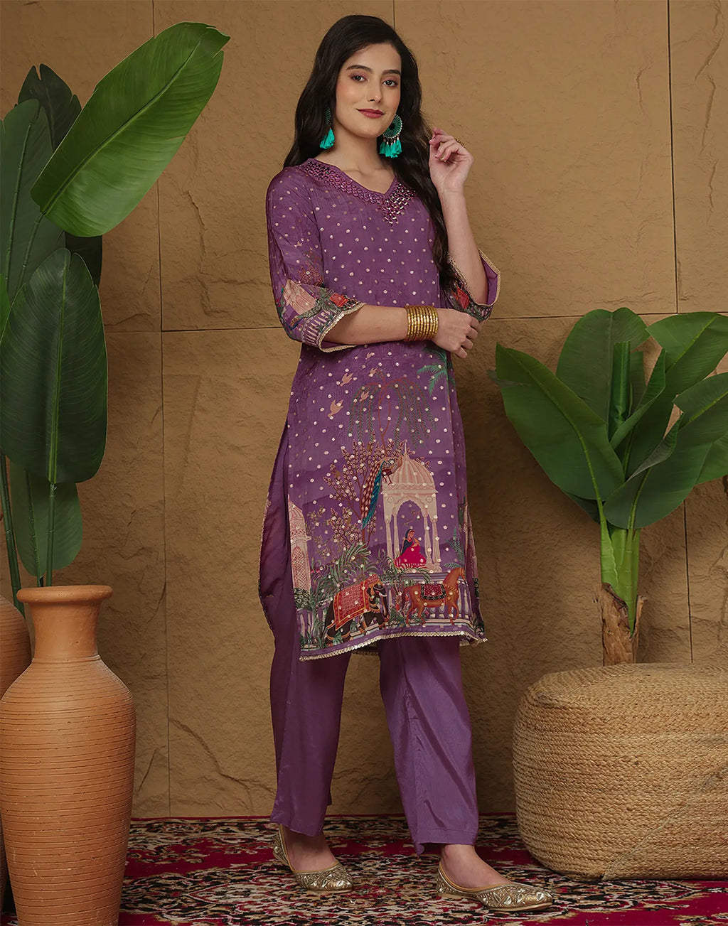 Silk Printed Straight 3 Piece Kurta Set
