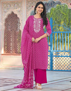 Viscose Rayon Embroidered Straight 3 Piece Kurta Set