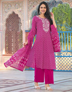 Viscose Rayon Embroidered Straight 3 Piece Kurta Set
