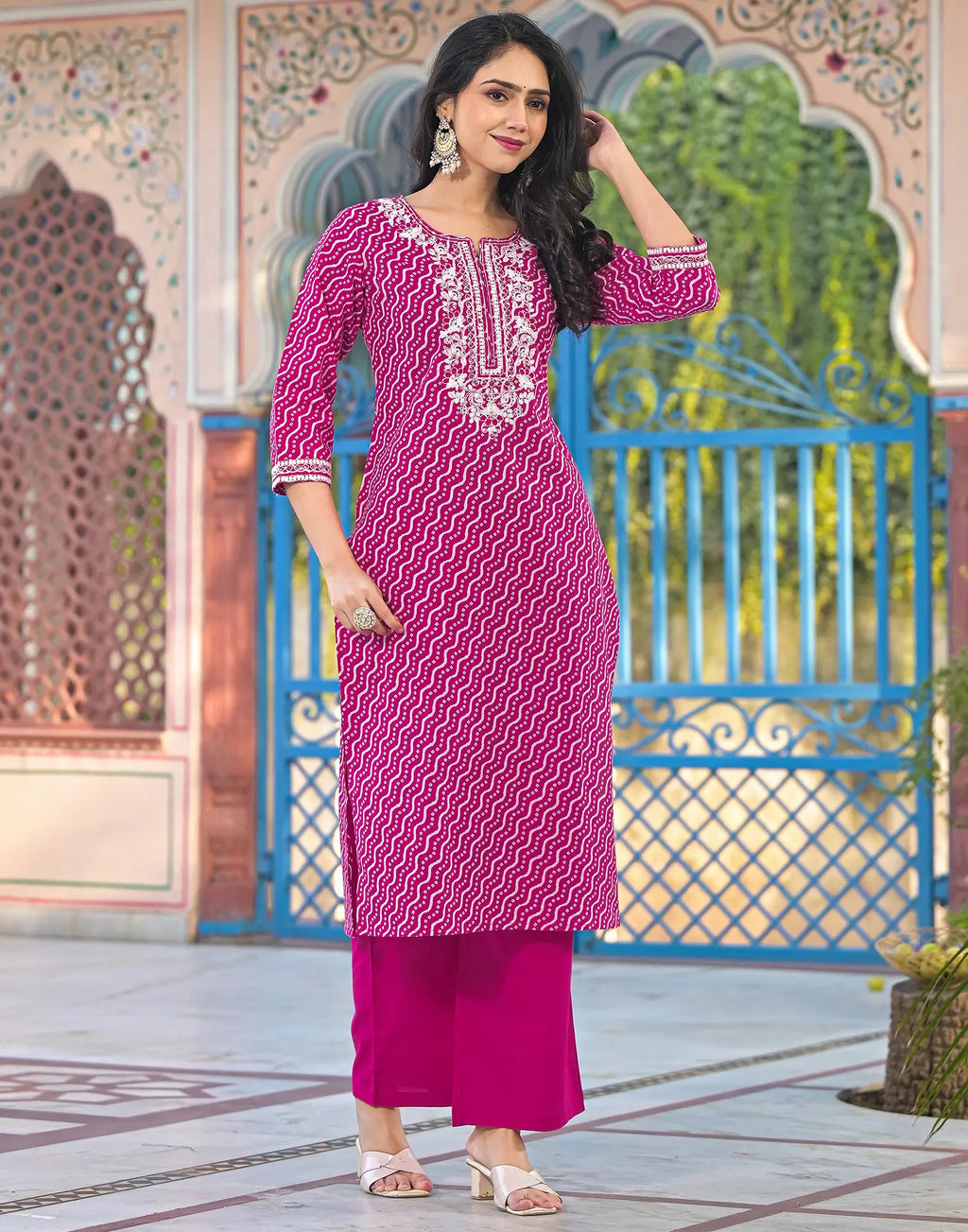 Viscose Rayon Embroidered Straight 3 Piece Kurta Set