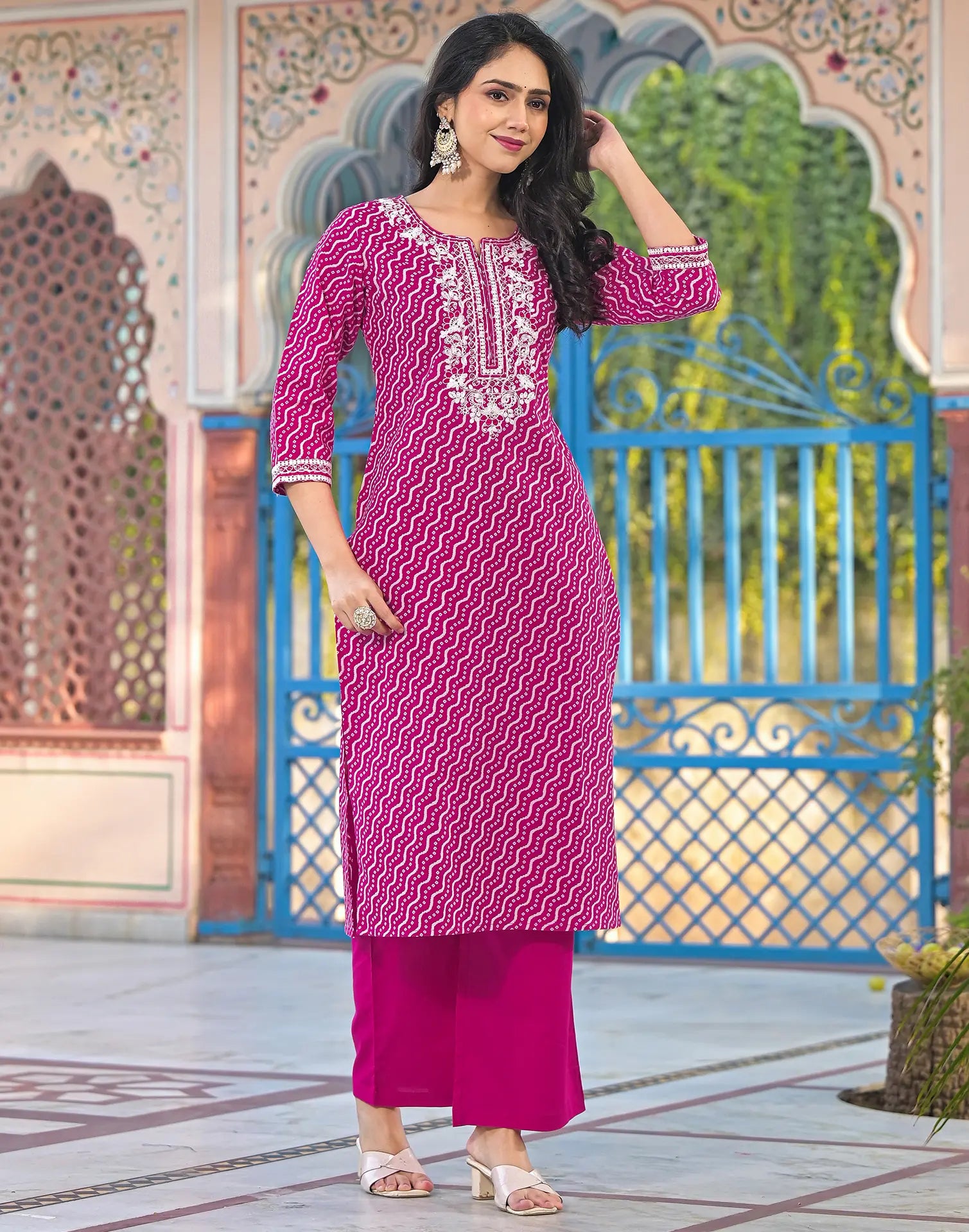 Viscose Rayon Embroidered Straight 3 Piece Kurta Set