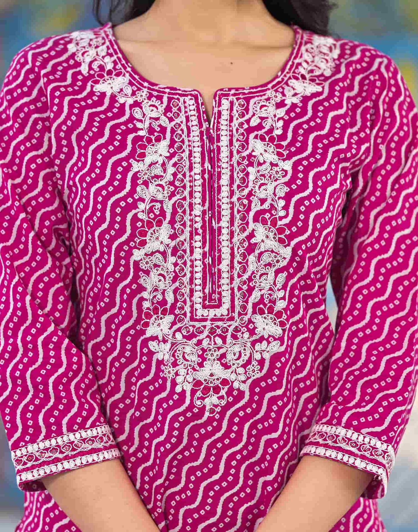Cotton Printed Straight Kurta with Pant & Dupatta