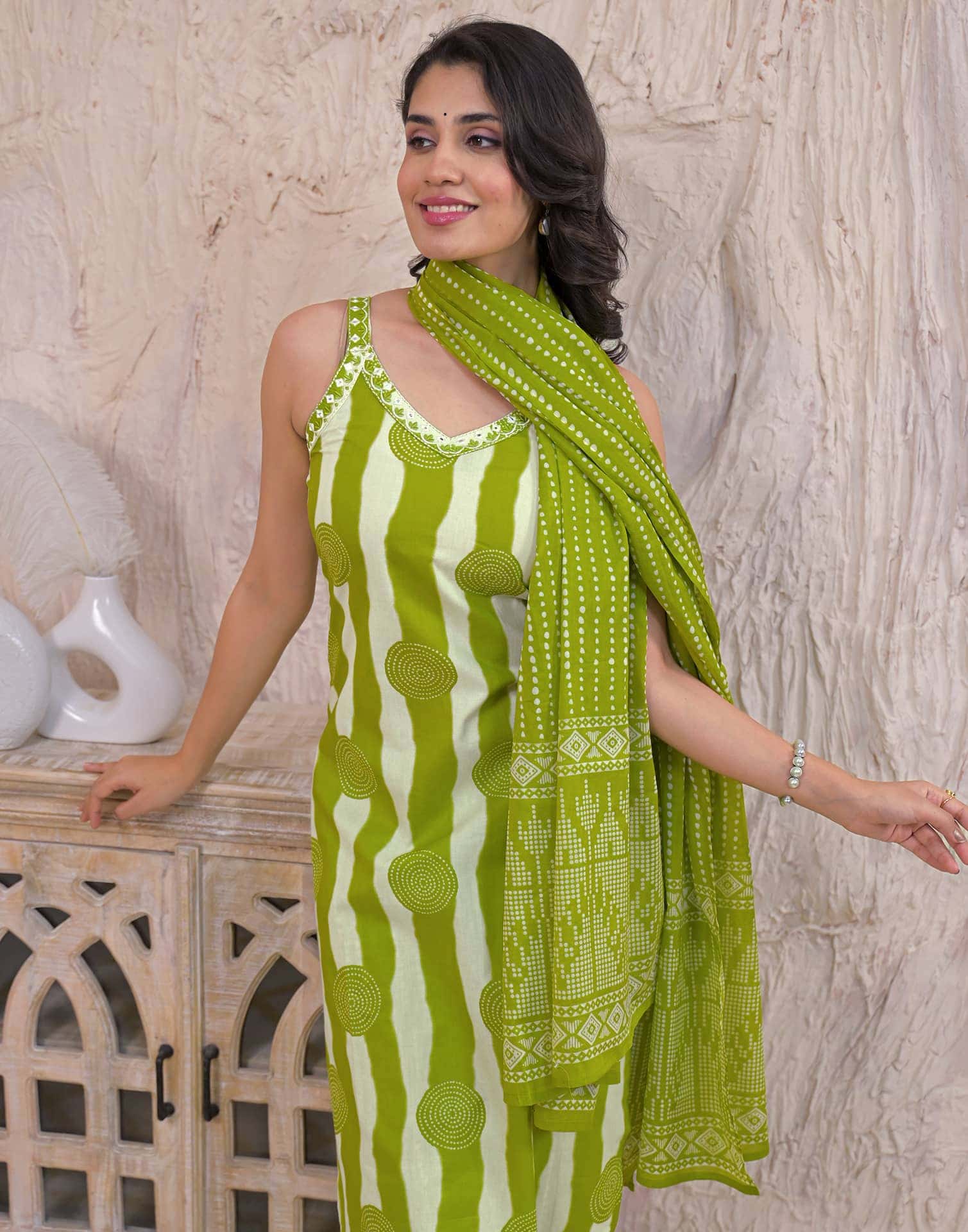 Cotton Printed Straight Kurta with Pant & Dupatta