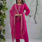 Silk Embroidered Straight Kurta with Pant & Dupatta