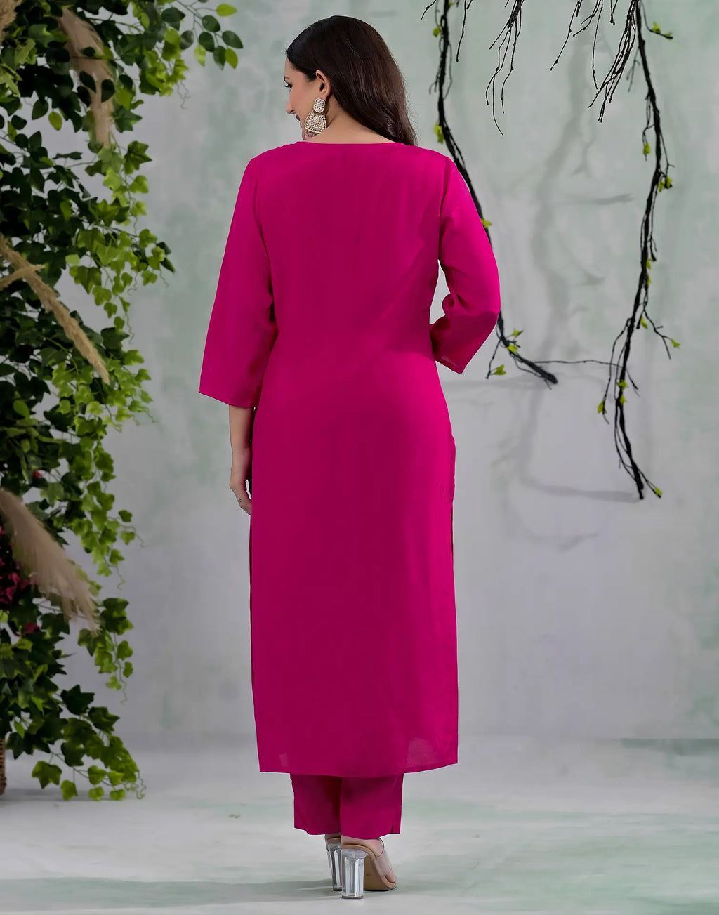 Silk Blend Embroidered Straight 3 Piece Kurta Set