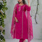 Silk Embroidered Straight Kurta with Pant & Dupatta