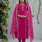 Silk Embroidered Straight Kurta with Pant & Dupatta