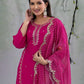 Silk Embroidered Straight Kurta with Pant & Dupatta